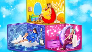 Triplets Build a Secret Corner Rooms/ Sun Girl vs Moon Girl vs Storm Girl