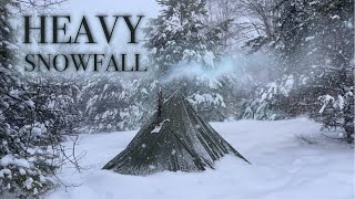 Hot Tent Camping in EXTREME BLIZZARD | Solo Winter Camp in HEAVY SNOW