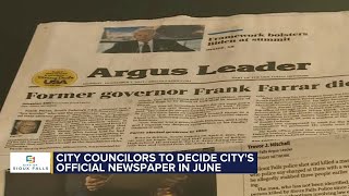 Sioux Falls City Councilors to decide city’s official newspaper in June