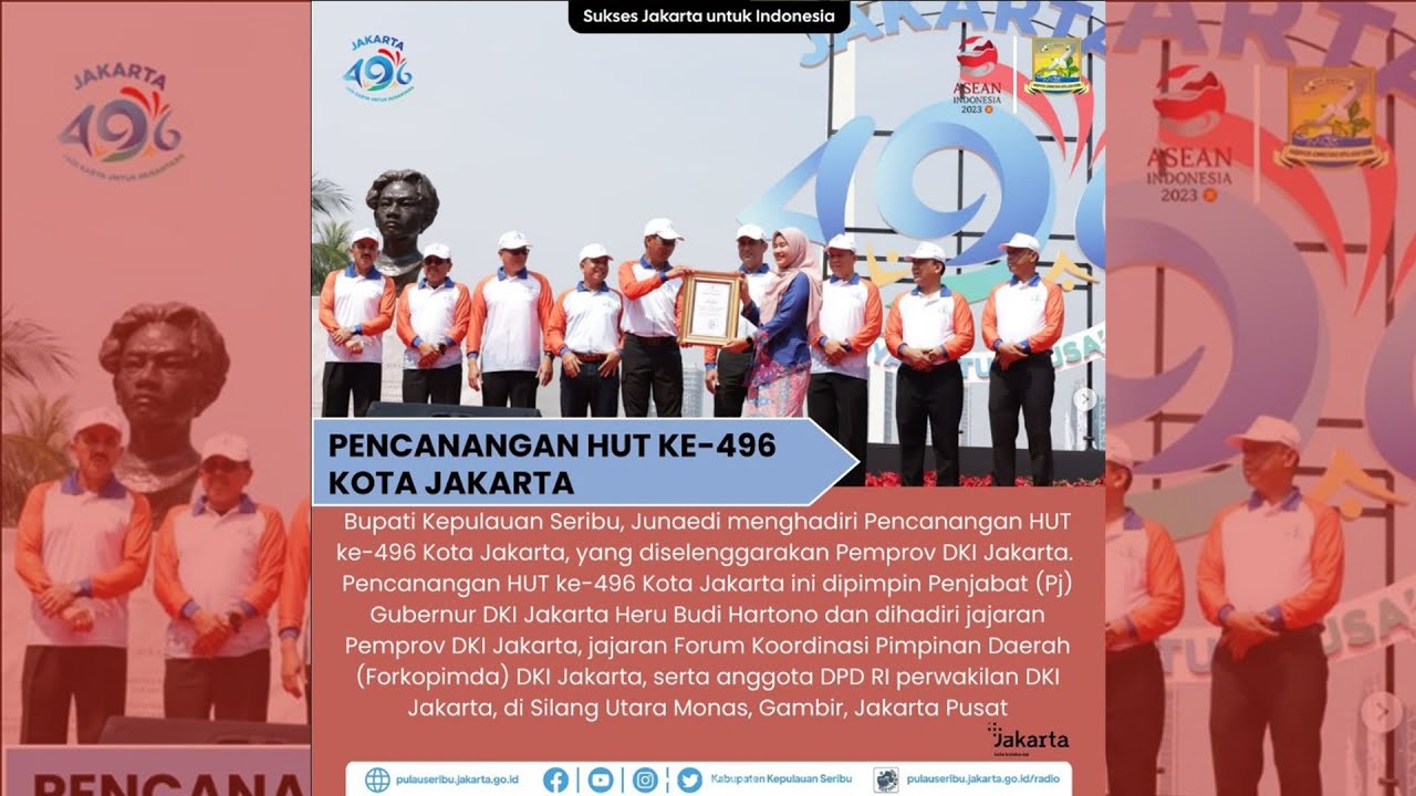 Bupati Kepulauan Seribu, Junaedi Menghadiri Pencanangan HUT Ke 496 Kota ...