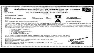 Dhammu (2012) - Censor Certificate [A]