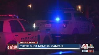 Three shot, police search for suspects near KU