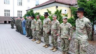 V Corps sign unveiled and U.S. flag raised in Poznan, Poland