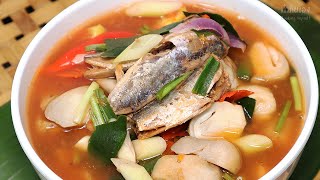 วิธีทำต้มยำปลากระป๋องให้อร่อย Canned fish soup | ทำกินเอง