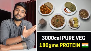 Easy Pure Veg High Protein Bulking diet plan ( 3000 calories ) 180gms+ protein !! 🇮🇳