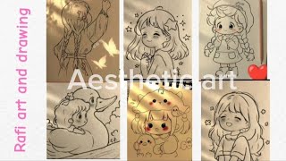 cute aesthetic art drawing( so easy)  all in one (so cute) #art #pencilart #drawing #sketch