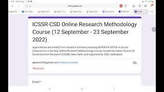 ICSSR - CSD Online Research Methodology Workshop - 2022 | Details | Process | Eligibility