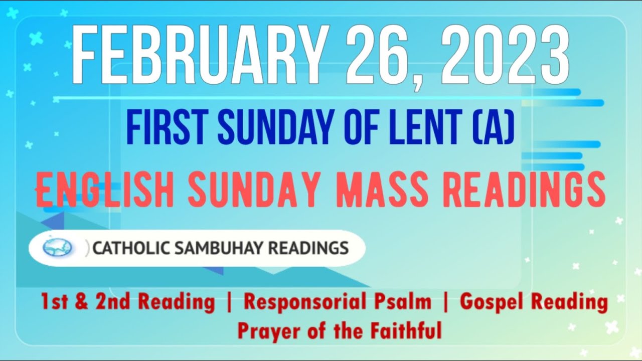 26 February 2023 English Sunday Mass Readings | First Sunday Of Lent (A ...