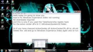 Repair Windows Experience index ( WEI) not running ( windows 7)