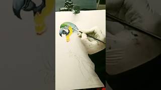 How to Make Vibrant Parrot Oil Painting | Quick Art Tutorial #art #acrylicpainting #parrot #drawing