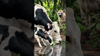 hyena attack on cow🐮 animal's stories #cow #hyena #calf #weakanimals #helptheanimals #animalsstories