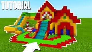 Minecraft Tutorial: How To Make A Fun House Mansion "Bouncy House with a Water Slide"