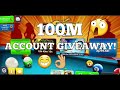 8 ball pool 100m coin account giveaway 😁