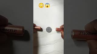 spin Coin with Battery 😳#youtubeshorts #experiment #scienceexperiment #cointricks #coinexperiment