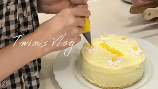 【vlog#36】Super easy birthday cake｜Korean cake｜How to spend a rainy day