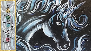 UNICORN Acrylic Painting Tutorial LIVE Harry Potter HORSE Patronus #Angelooney