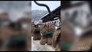 Start of the krampus march in Itter, Austria