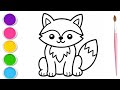 🦊 Cute Fox Drawing Tutorial | Easy Animal Drawing and Coloring for Kids 🎨