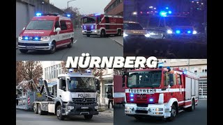 [Brand Hochhaus+Polizei WLF+USK+BF und mehr!] Einsatzfahrten aus der Stadt Nürnberg!