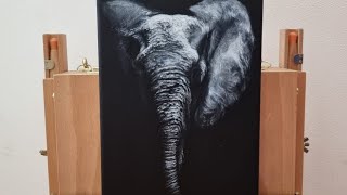 119. Pintar un elefante en blanco y negro con acrilico - How to Paint an elephant in black and white