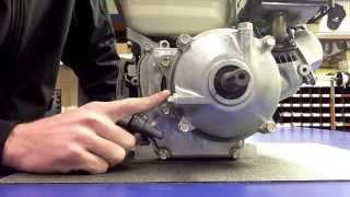 How to fill the engine and gearbox on a Honda GX120 and GX160 engine.