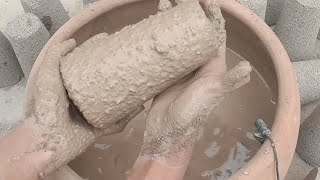 ASMR: Crunchy Muddy concrete🤤claypot crumbling oddly satisfying water /dry crumbling