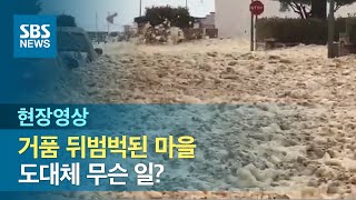 거품 뒤범벅된 마을…폭풍 강타한 스페인에 무슨 일? (현장영상) / SBS