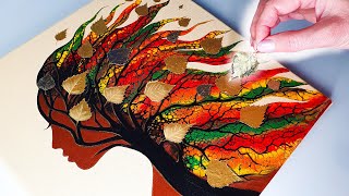 WOW! STUNNING Autumn Tree Woman Tutorial - Part II Acrylic Swipe Series | AB Creative