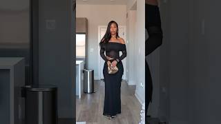 Peppermayo Emery Maxi Dress try on #maxidress #blackdress #peppermayo #outfitideas #allblackoutfit