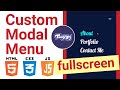 Custom Full Screen Modal Menu with SCSS (HTML/CSS/Vanilla JavaScript )