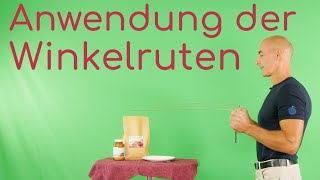 Die Anwendung von Winkelruten zum Testen von Lebensmitteln.