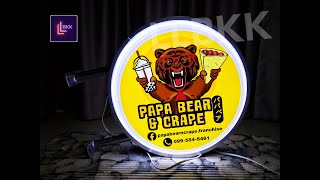 ป้ายไฟหน้าร้าน กล่องไฟ Papa Bear ไฟออก2หน้า ขนาด 40cm | LLBKK Lightboxledbkk