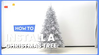 How to Install the 6 Feet Hinged Unlit Artificial Silver Christmas Tree | CM22826 #costway #howto