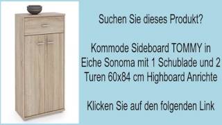 Kommode Sideboard TOMMY in Eiche Sonoma mit 1 Schublade und 2 Turen 60x84 cm Highboard Anri