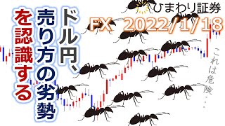 FX【ドル円予想】売り方が劣勢であることの理由とわずかな望みとは？買い方が目指すべき値もご案内【ローソク足トレード手法】2022年1月18日