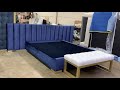 modern luxury channel tufted extended headboard bed