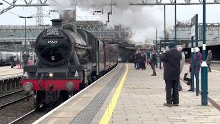 45562/45627 Sierra Leone (45699 Galatea) + 47802 thundering past Stafford (04/03/2023)