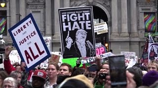 Anti-Trump protesters rally in Philadelphia as May visits