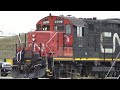 back to the 50s cn emd gp9rm 7227 leading the clover bar yard train