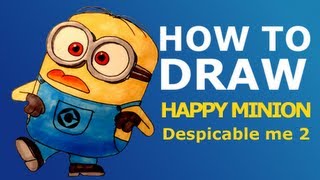 How to draw Bob minion from Minions easy step by step video lesson for beginners