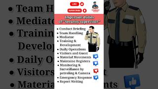 Security supervisor important duties| सिक्युरिटी सुपरवाइजर कि ड्युटीस| #shorts #tranding #security