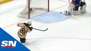David Pastrnak Hits Post While Shooting At Wide-Open Net