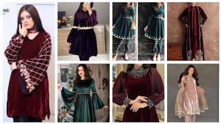 Stylish Velvet Dress Designs 2025 | Latest and Beautiful Plain Velvet Dress Designing 2025