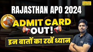 Rajasthan APO Admit Card 2024 Out ! How to Download RPSC APO Admit Card 2024 | Law Prep Judiciary