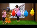 Keysha And Afsheena Play Water Balloon Surprise | Learn Color With Balloon Finger Family Song