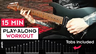 BEST 15 MIN PLAY-ALONG GUITAR WORKOUT (Finger Exercises, Alternate Picking, Speed, Timing)