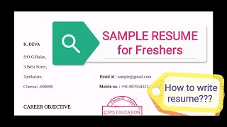 Sample resume for Freshers with tips | How to write resume for freshers