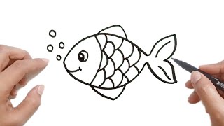 رسم سهل جدا للاطفال للمبتدئين| تعلم كيفية و طريقة رسم سمكة سهلة| رسومات سهلة | تعليم الرسم للمبتدئين