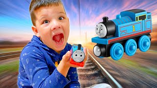 CALEB PRETEND PLAY FUN with TRAINS!! Caleb and MOMMy PLAY PRETEND with tHOmas & FRIENDS TRAIN TOY!