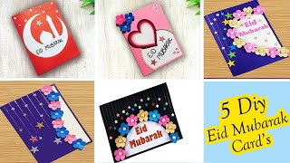 5 Eid Mubarak Card 💝 // Handmade easy card Tutorial//Beautiful Eid Card Making
